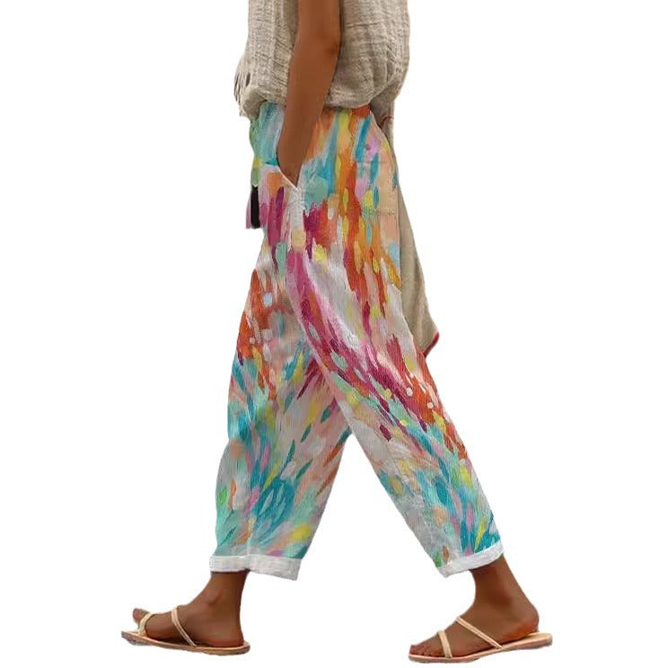 Linglong Linen Drawstring Trousers Temperament Leisure - iztia