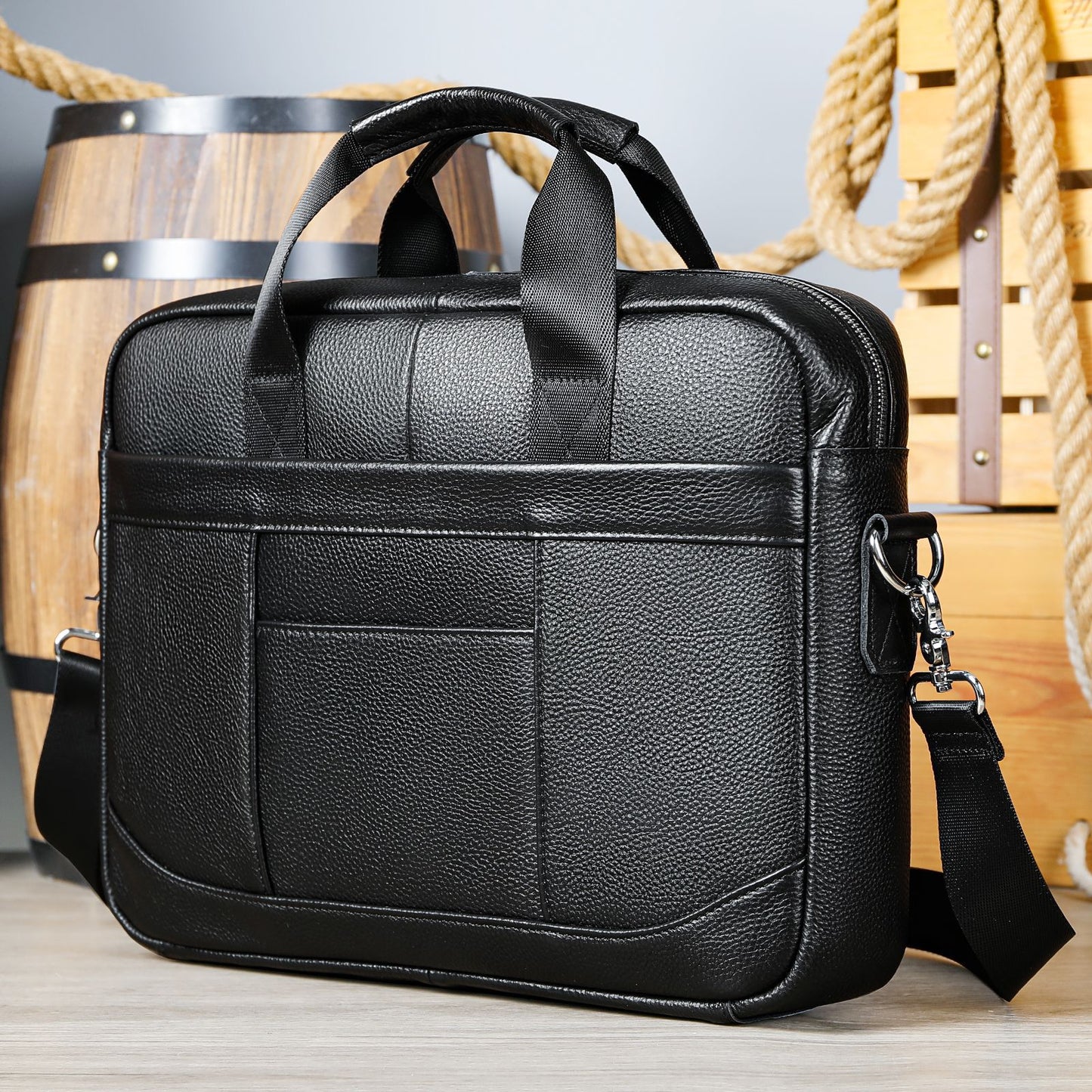 Men's Official Document Leather Casual Computer Bag Shoulder Crossbody - iztia