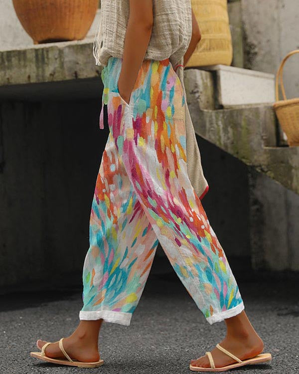 Linglong Linen Drawstring Trousers Temperament Leisure - iztia