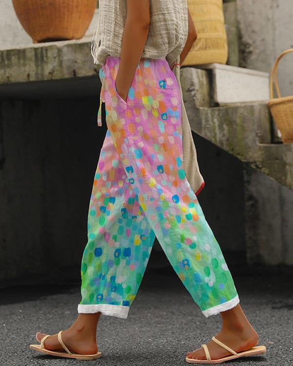 Linglong Linen Drawstring Trousers Temperament Leisure - iztia