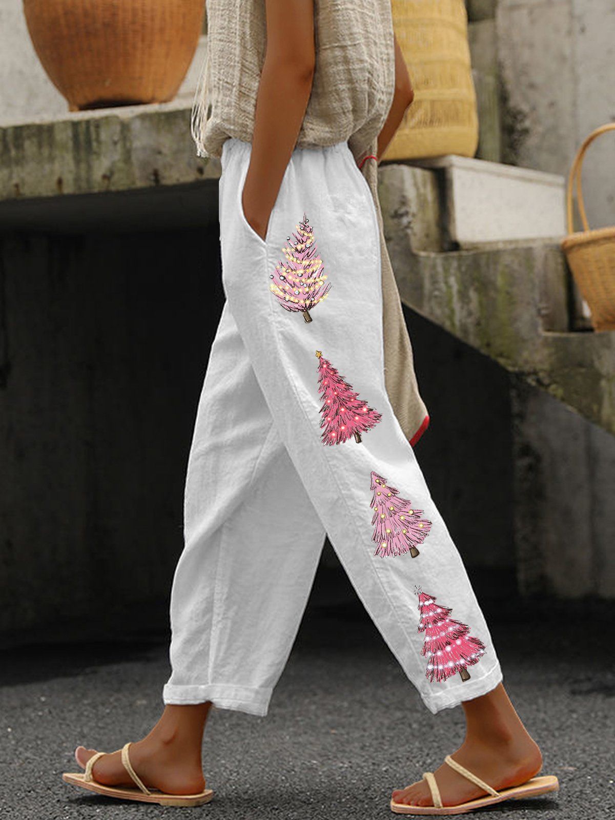 Linglong Linen Drawstring Trousers Temperament Leisure - iztia