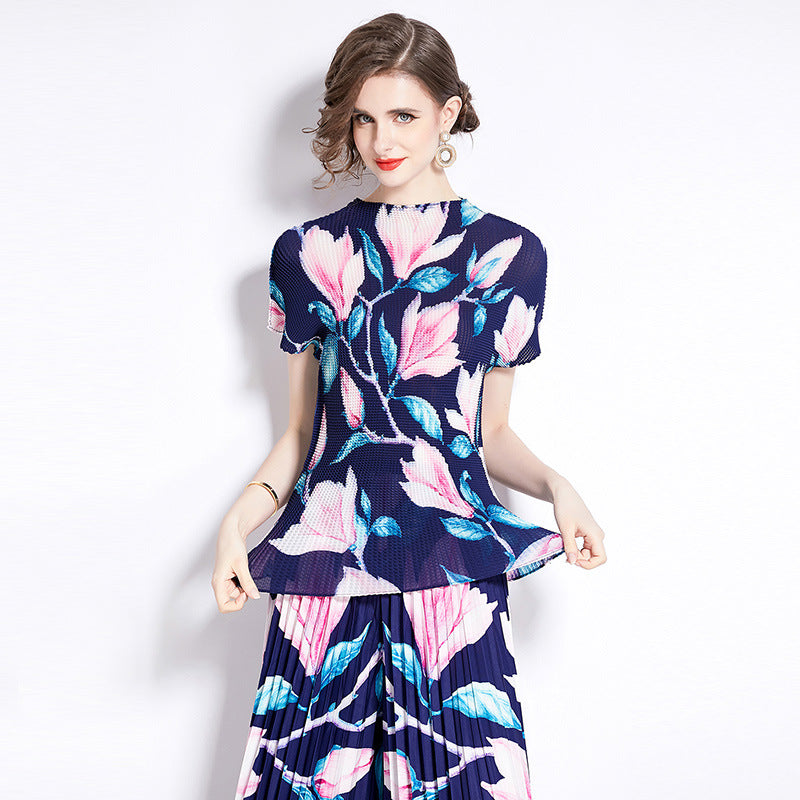 Drooping Wide-leg Pants Pleated Temperament Twinset - iztia