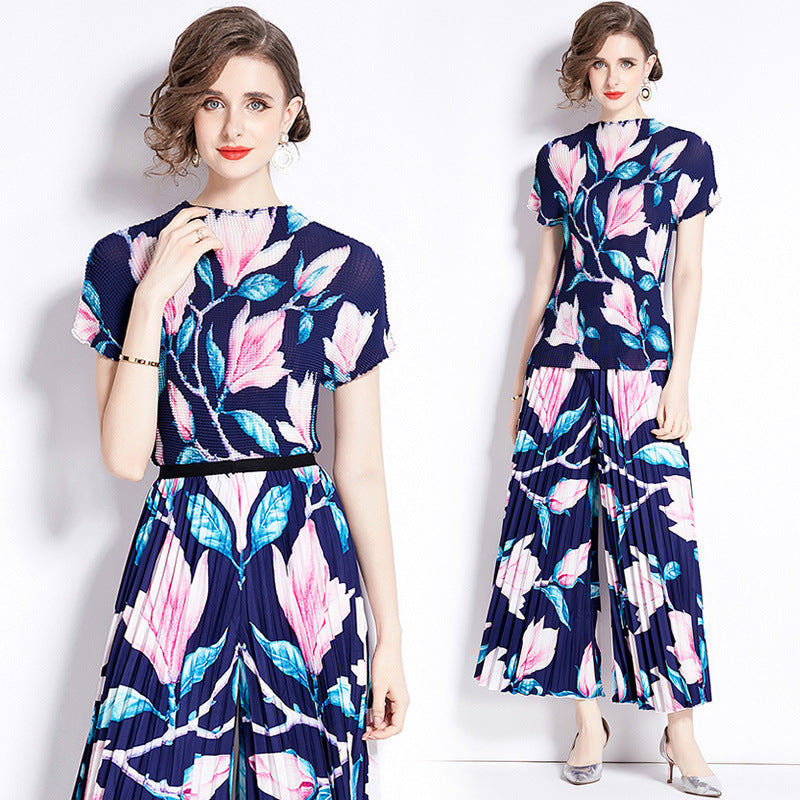 Drooping Wide-leg Pants Pleated Temperament Twinset - iztia