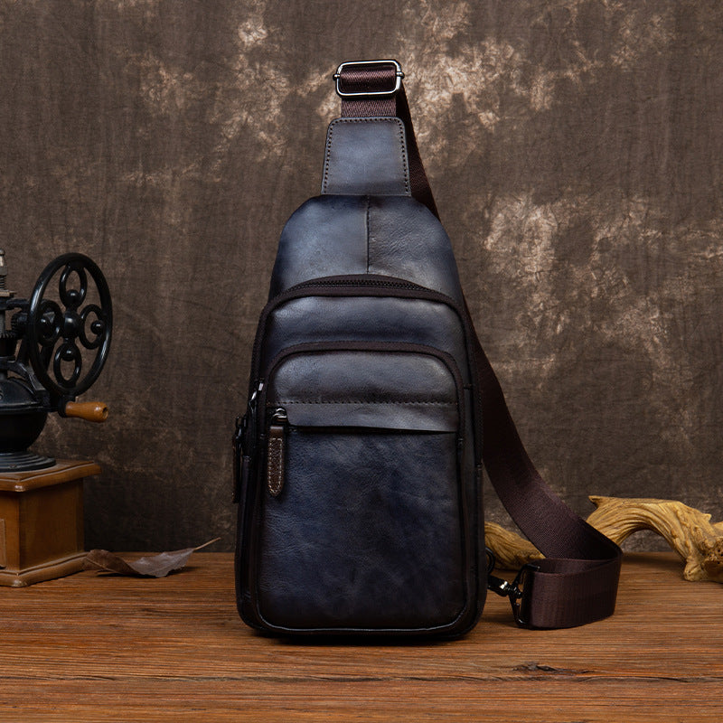 Retro Men's Top Layer Cowhide Messenger Bag - iztia