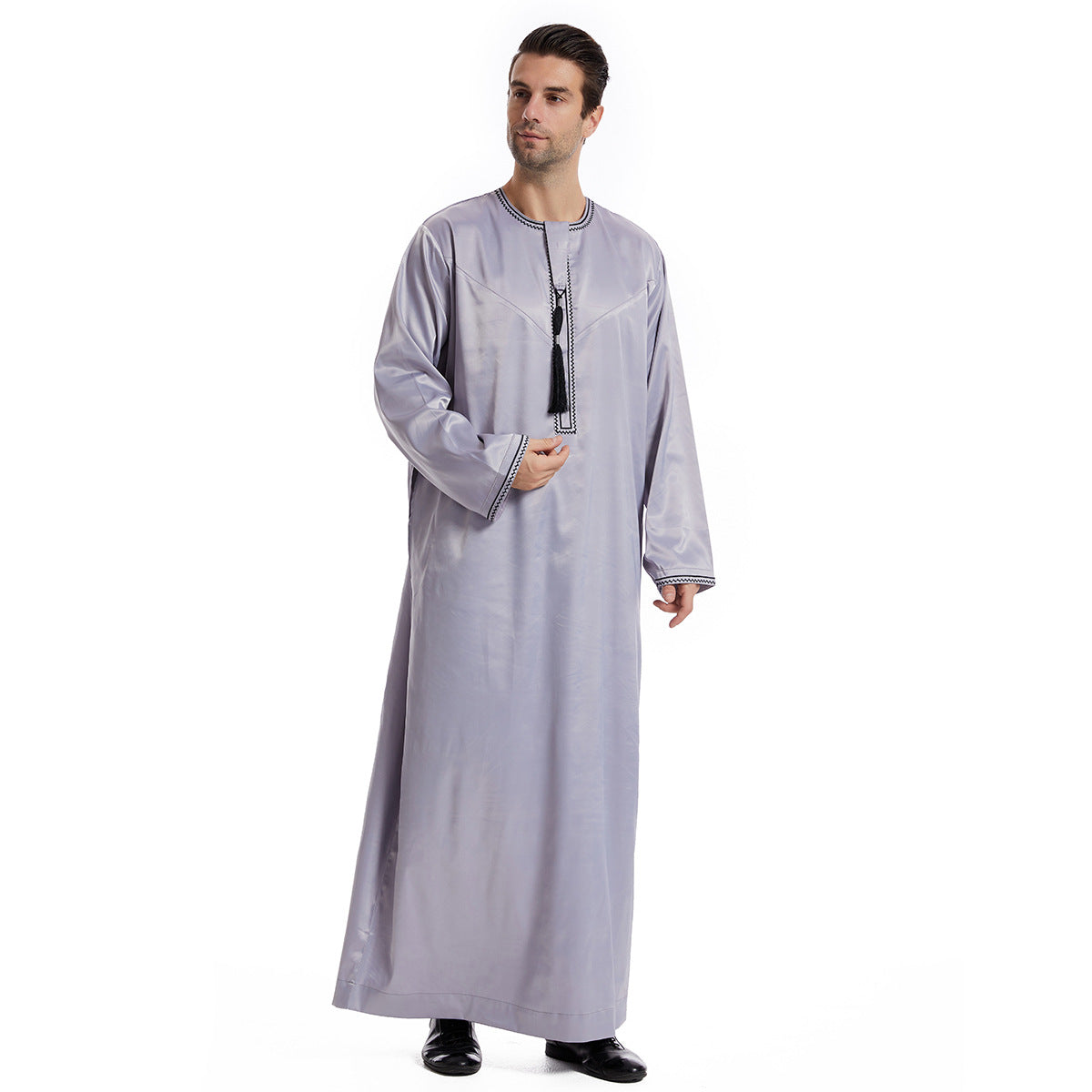 Ethnic Stitching Contrast Color Men's Robe - iztia