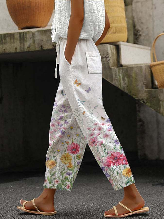 Linglong Linen Drawstring Trousers Temperament Leisure - iztia