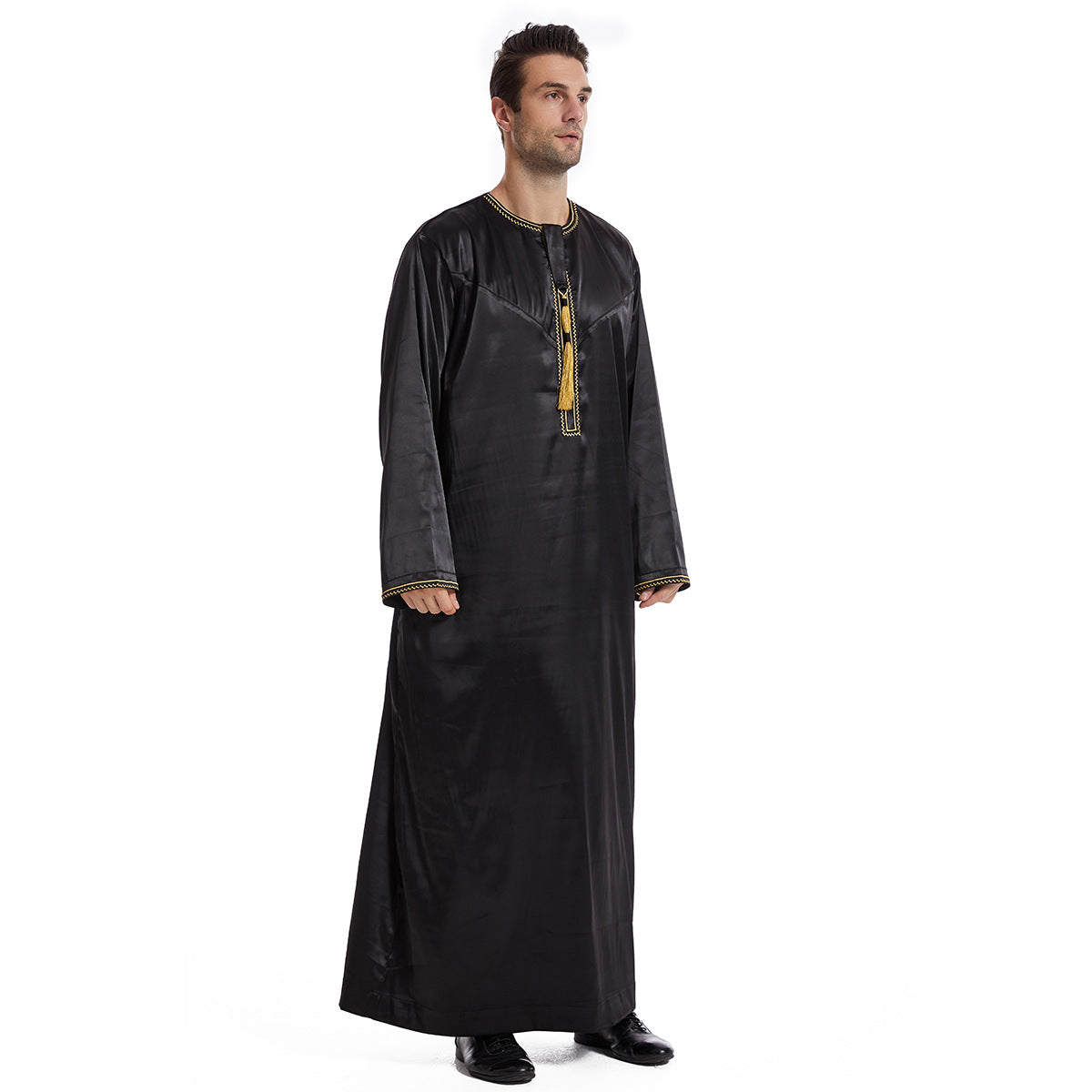 Ethnic Stitching Contrast Color Men's Robe - iztia