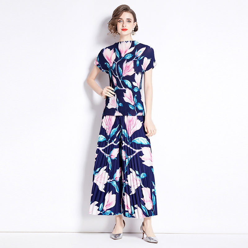 Drooping Wide-leg Pants Pleated Temperament Twinset - iztia