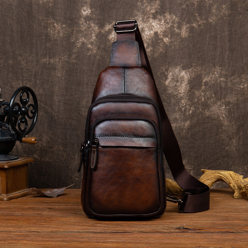 Retro Men's Top Layer Cowhide Messenger Bag - iztia