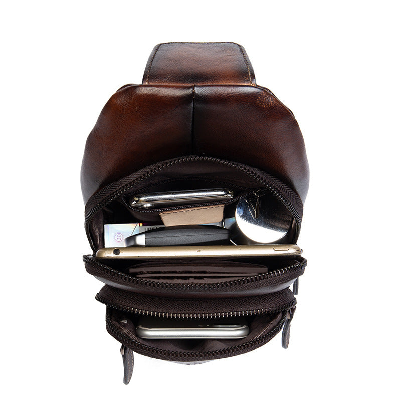 Retro Men's Top Layer Cowhide Messenger Bag - iztia