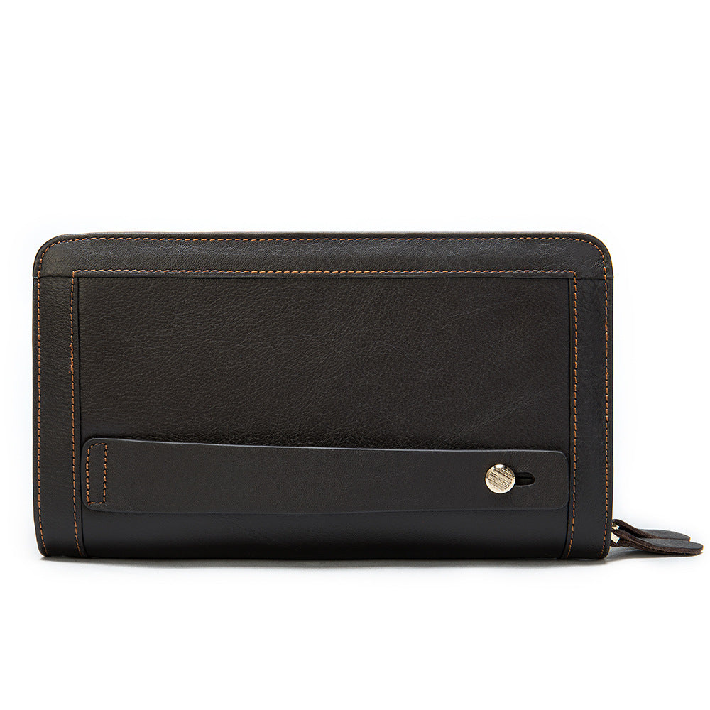 First Layer Cowhide Clutch Double Layer Zipper Wallet - iztia