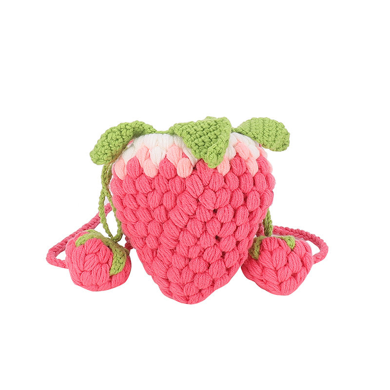 Wool Crochet Gradient Strawberry Shape Bag Knitting - iztia