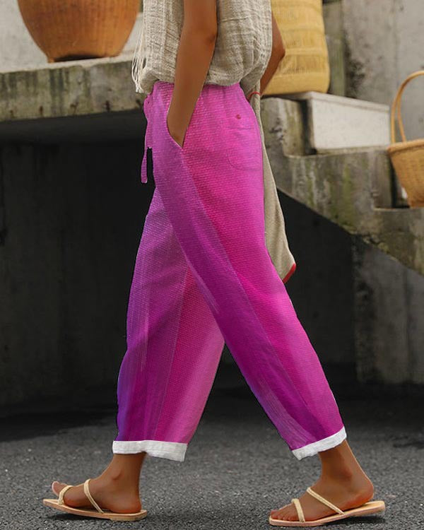 Linglong Linen Drawstring Trousers Temperament Leisure - iztia