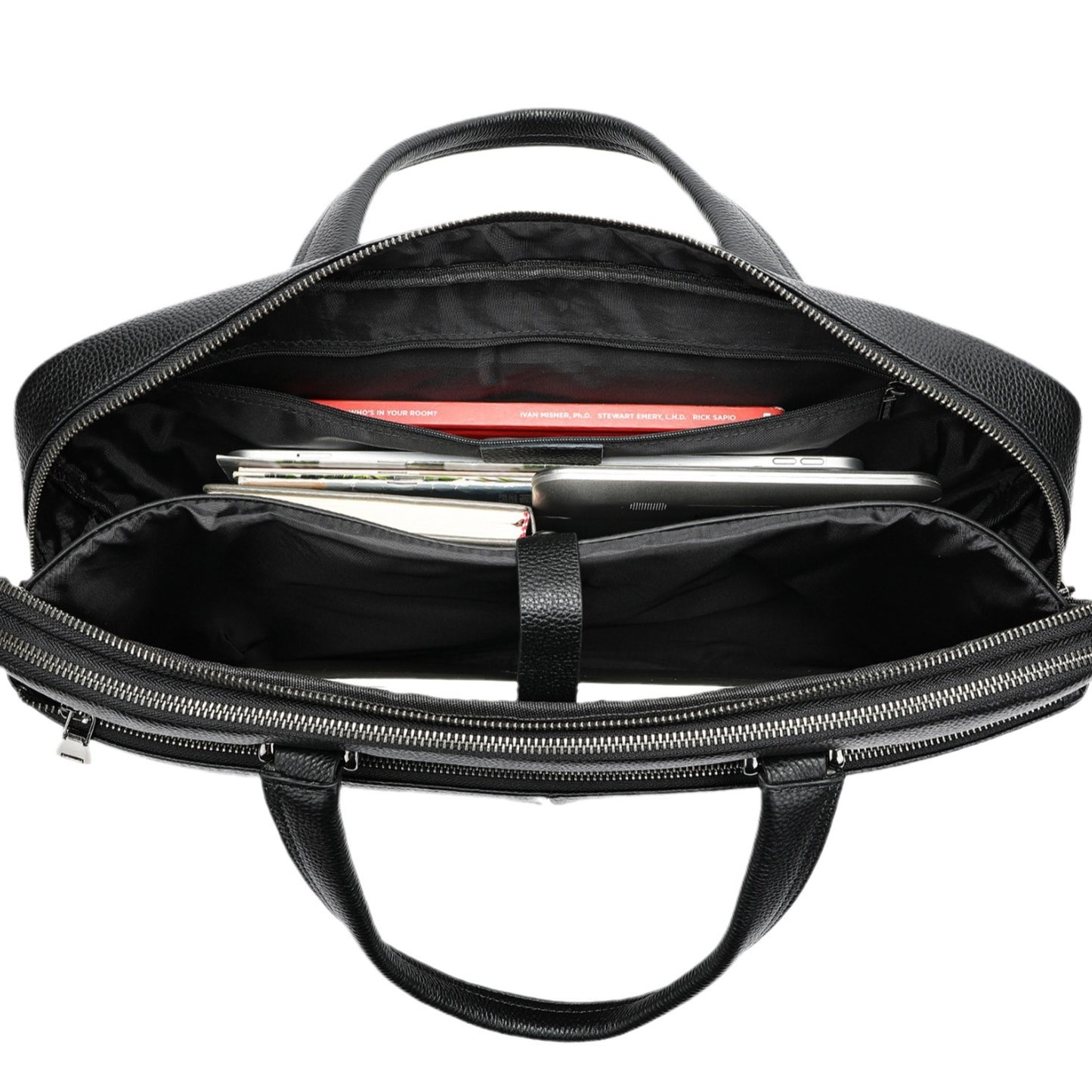 Men's Handbag Horizontal Briefcase Large Capacity First Layer Cowhide 17-inch Computer Bag - iztia
