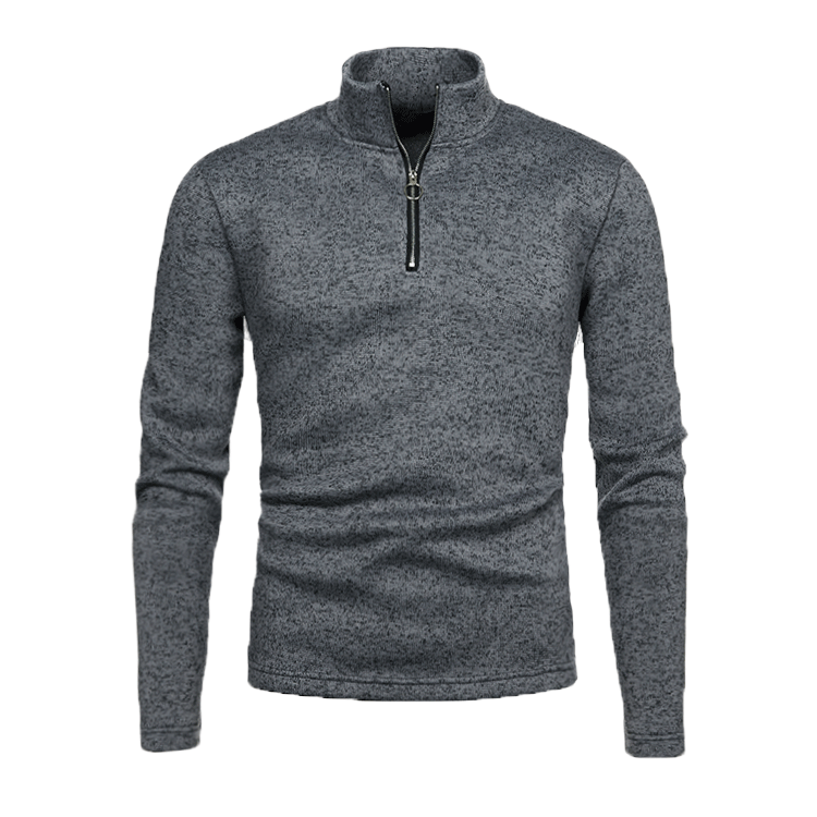 Winter Men's Sweater Placket Zipper Design Solid Color - iztia