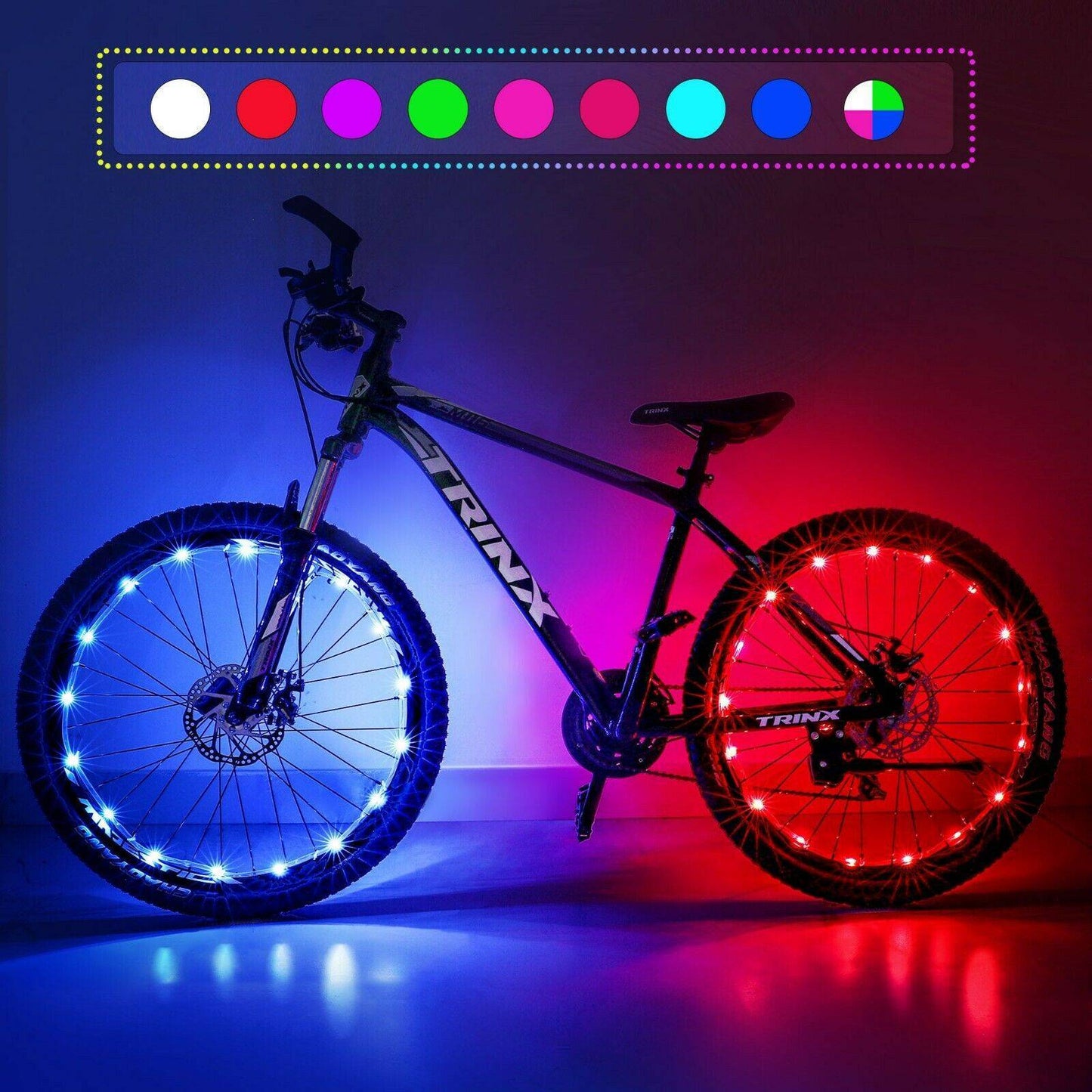 2 Pack LED Bicycle Wheel Light, 7 Colours In One Waterproof Bicycle - iztia