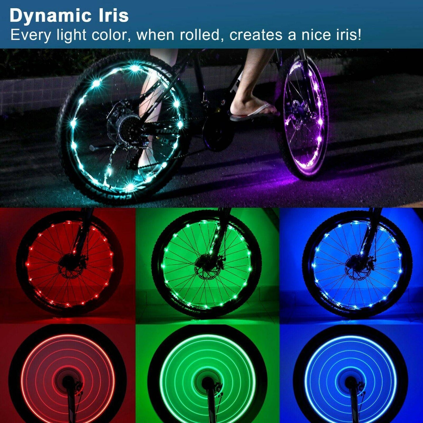 2 Pack LED Bicycle Wheel Light, 7 Colours In One Waterproof Bicycle - iztia