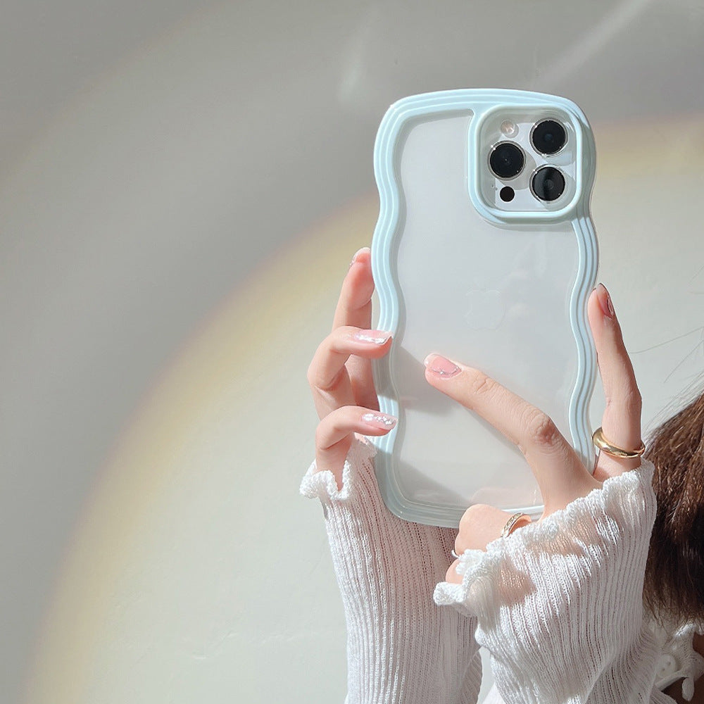 Wave Border Mobile Phone Case Solid Color Simple Candy Color - iztia