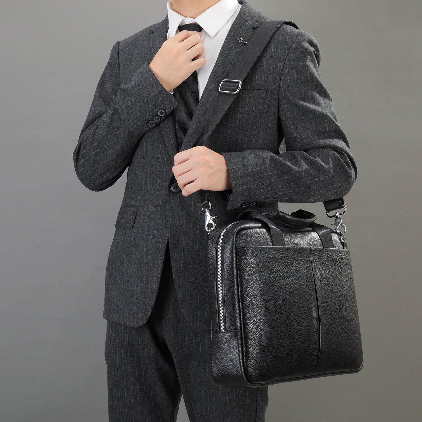 Genuine Leather Large Capacity Briefcase Men's Horizontal First Layer Cowhide Computer Storage Bag - iztia