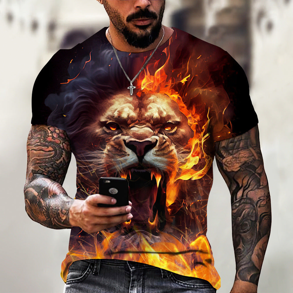 Animal Beast Lion 3D Printed Summer Men's T-shirt - iztia