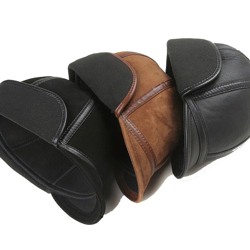 Casual Leather Men's Winter Sheepskin Velvet Thermal Outdoor Hat - iztia