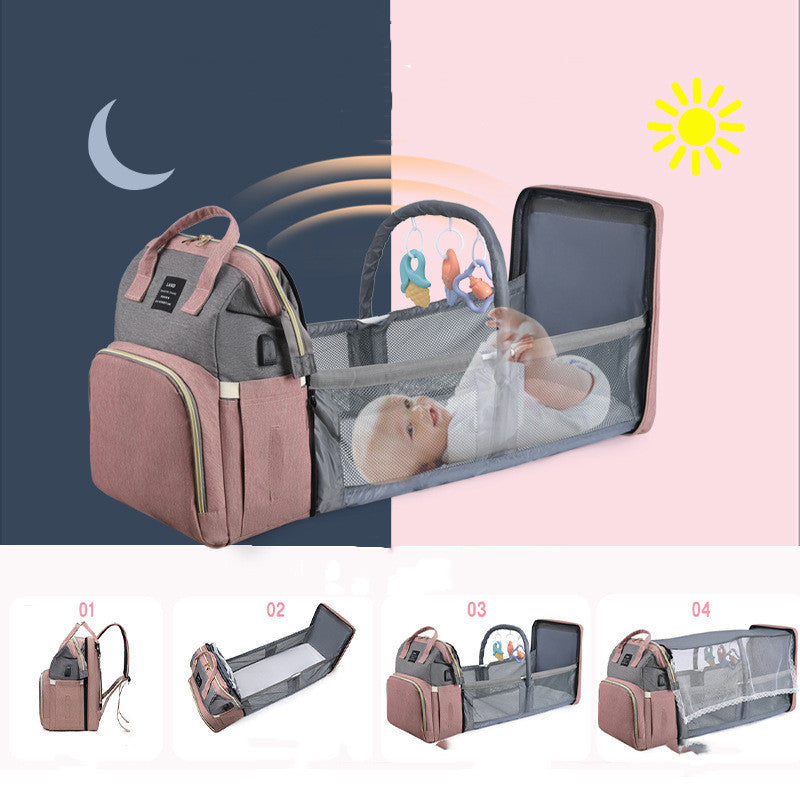 New Mummy Baby Crib Backpack Large Capacity Out Milk Insulated Bag Women - iztia