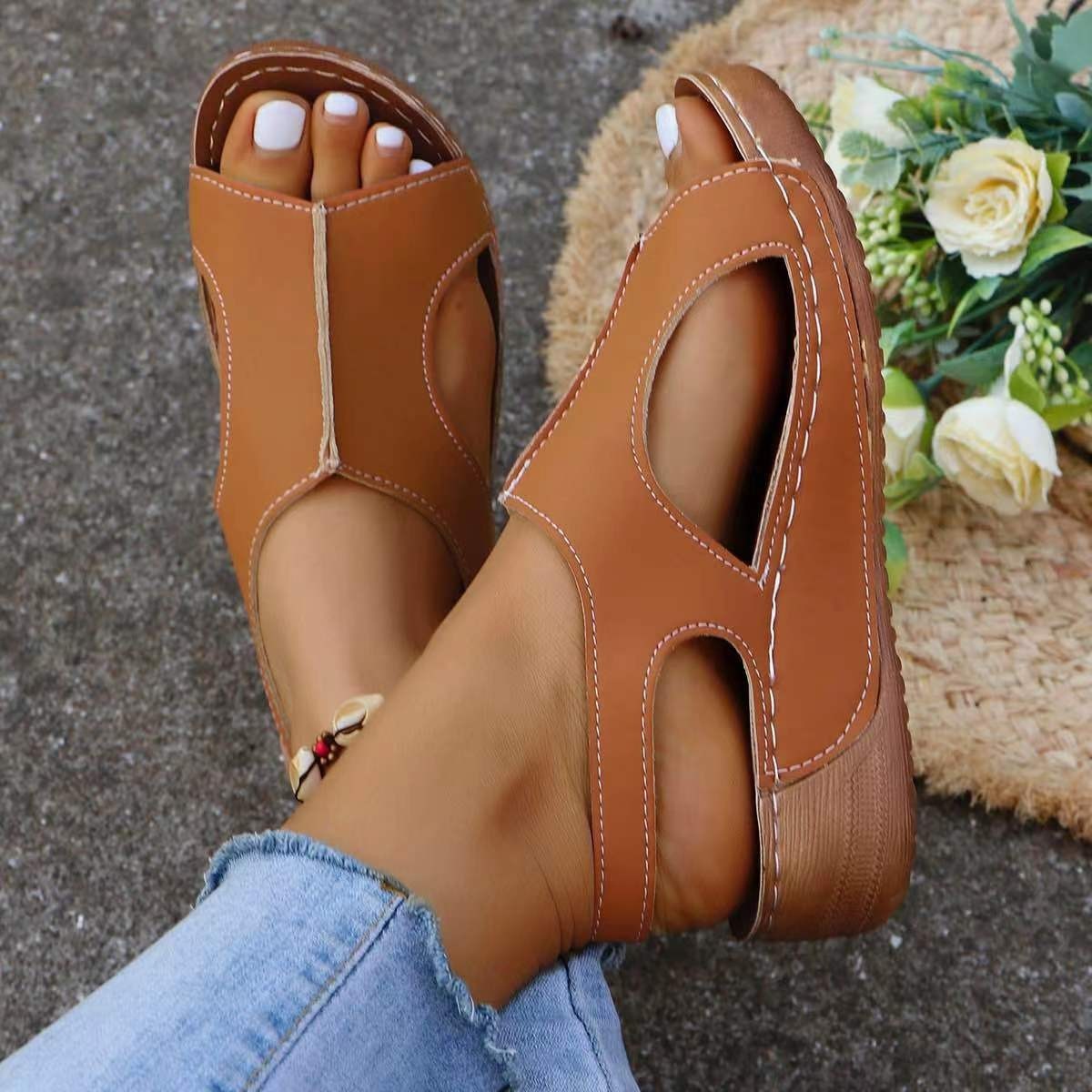 New Summer Wedges Sandals With Elastic Band Design Casual Fish Mouth Shoes For Women - iztia