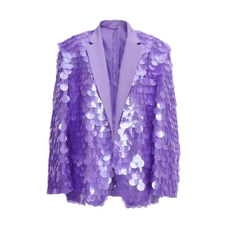 Loose Sequin Fashion Suit Top High Dinner Party Temperament Coat - iztia