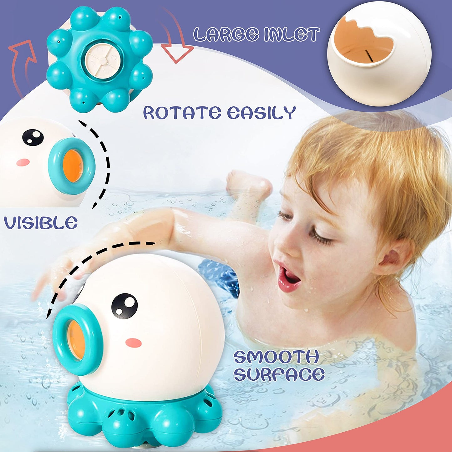 Octopus Fountain Bath Toy Water Jet Rotating Shower Bathroom Toy Summer Water Toys Sprinkler Beach Toys Kids Water Toys - iztia