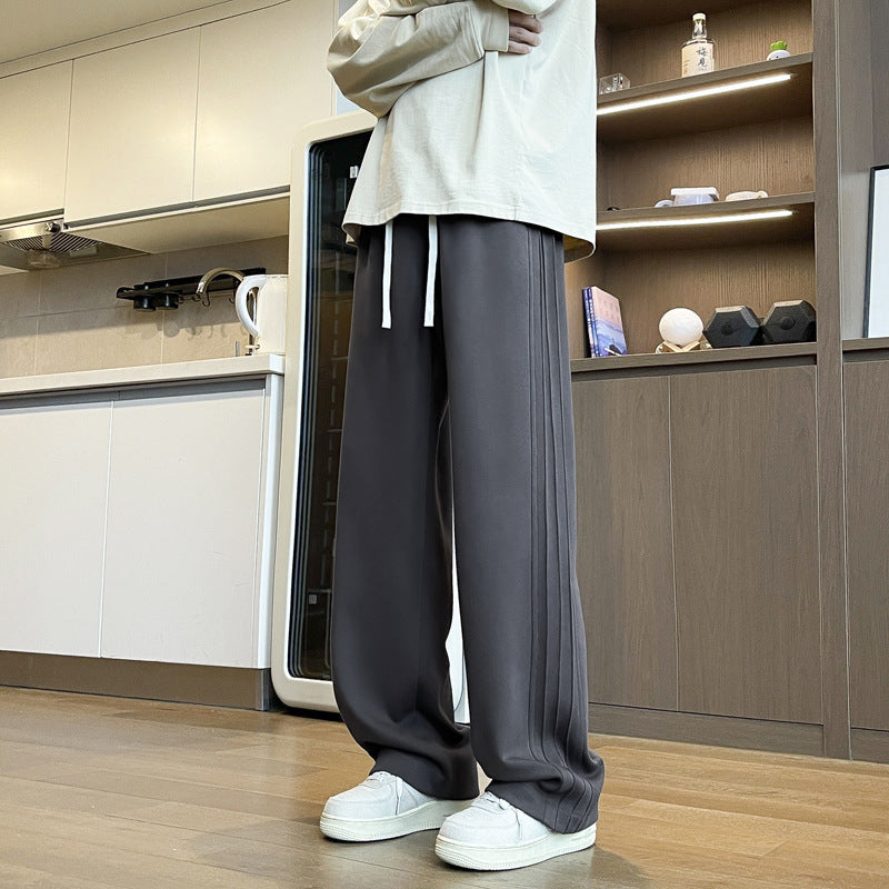 Men's Spring And Autumn Straight Loose Track Pants - iztia
