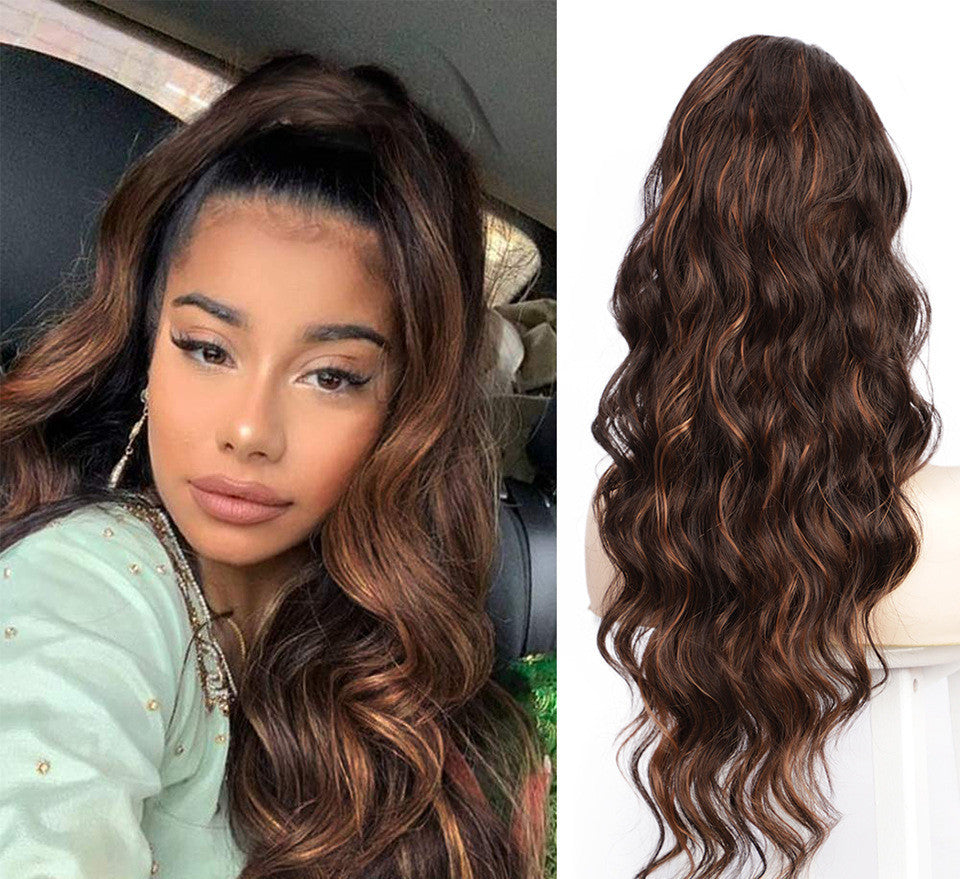 Wig Big Wave Drawstring Ponytail Matte High Temperature Silk Chemical Fiber Wig - iztia
