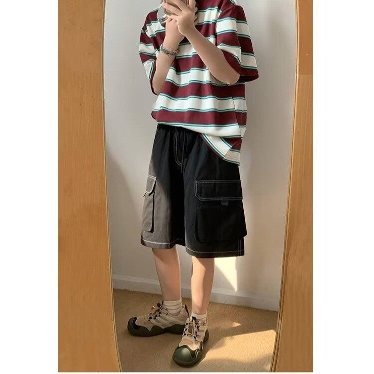 Men's Summer Japanese Vintage Stripe T-shirt - iztia