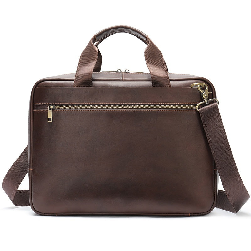 Genuine Leather Large Capacity Briefcase Men's Horizontal First Layer Cowhide Computer Storage Bag - iztia