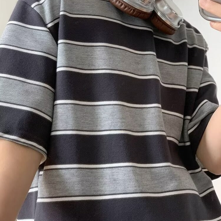 Men's Summer Japanese Vintage Stripe T-shirt - iztia