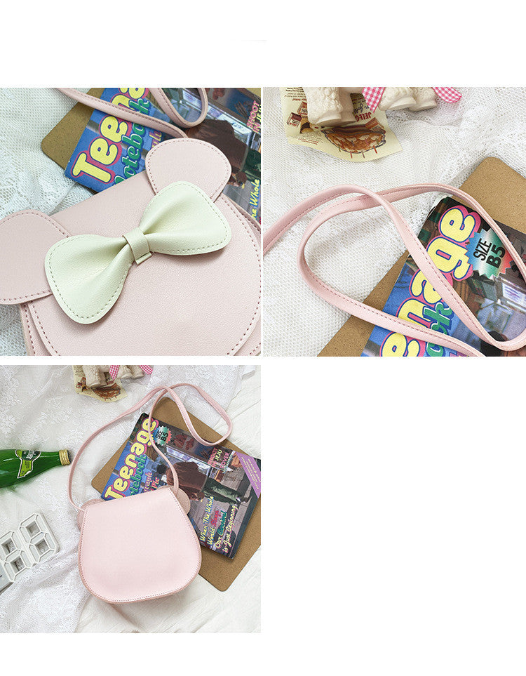Cute And Adorable Bowknot Soft Girl Student Children's Small Bag Pu Female - iztia