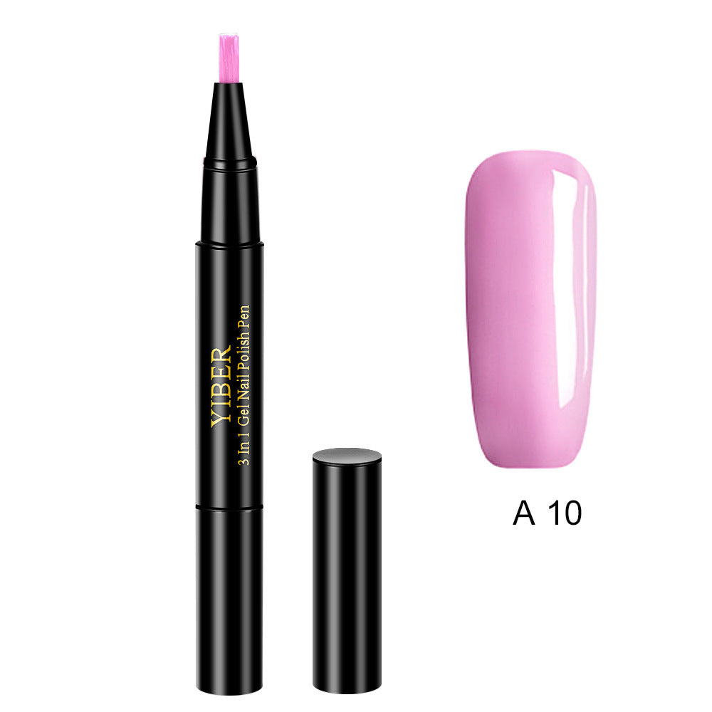 3 In 1 Gel Nail Varnish Pen Glitter One Step Nail Art Gel Polish Hybrid - iztia