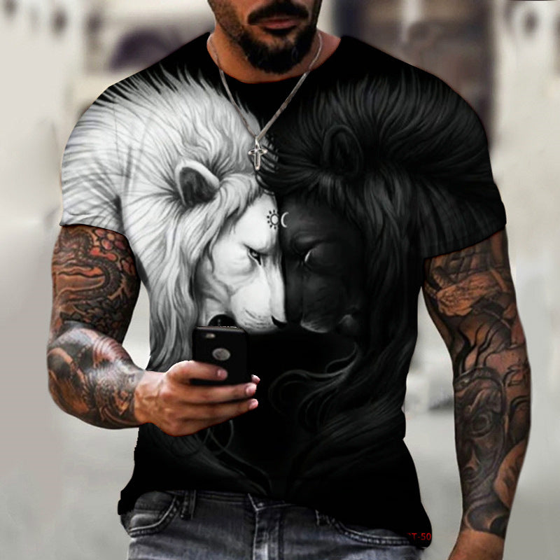 Animal Beast Lion 3D Printed Summer Men's T-shirt - iztia