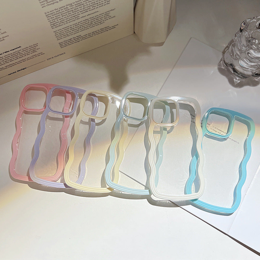 Wave Border Mobile Phone Case Solid Color Simple Candy Color - iztia