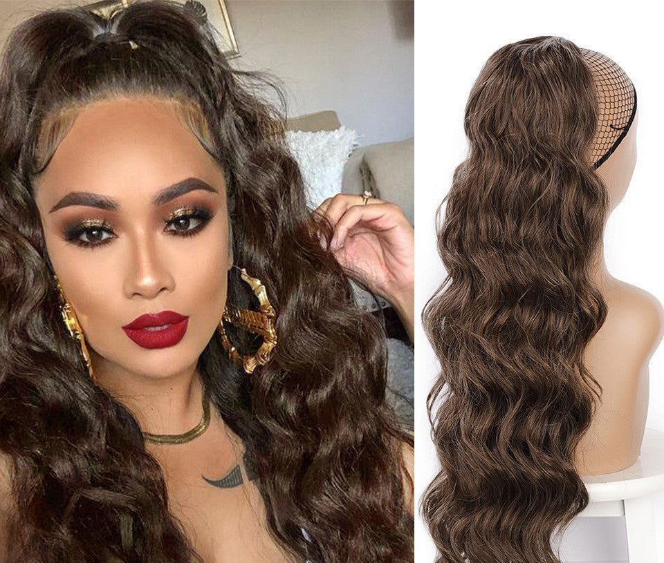 Wig Big Wave Drawstring Ponytail Matte High Temperature Silk Chemical Fiber Wig - iztia