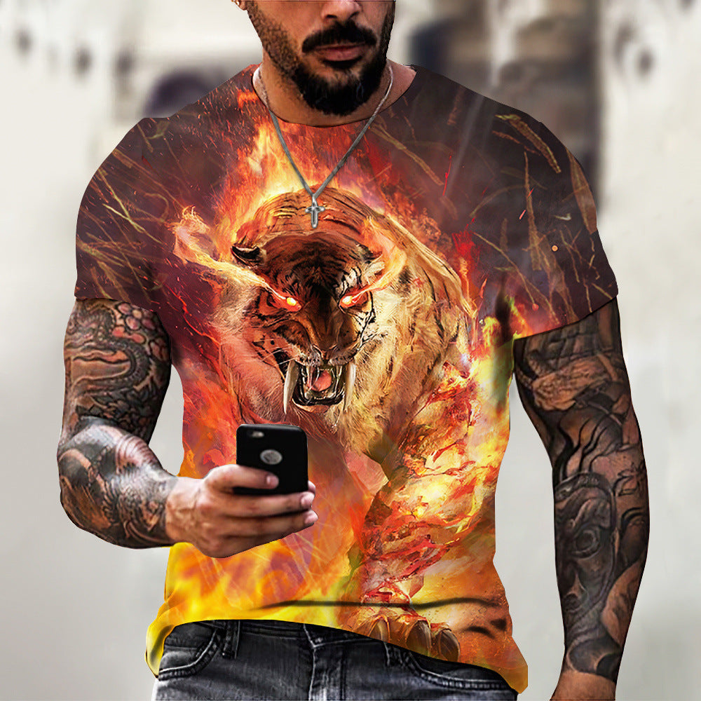 Animal Beast Lion 3D Printed Summer Men's T-shirt - iztia
