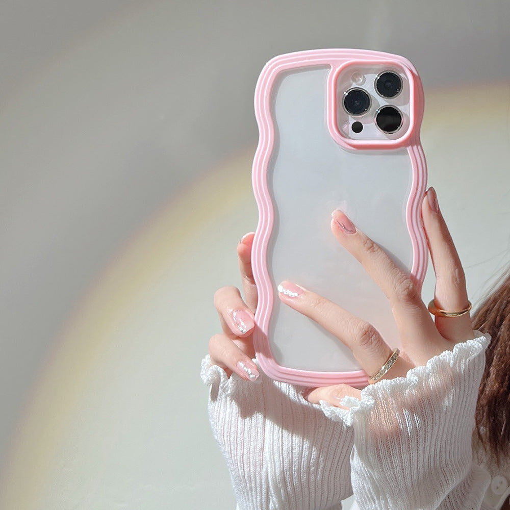 Wave Border Mobile Phone Case Solid Color Simple Candy Color - iztia