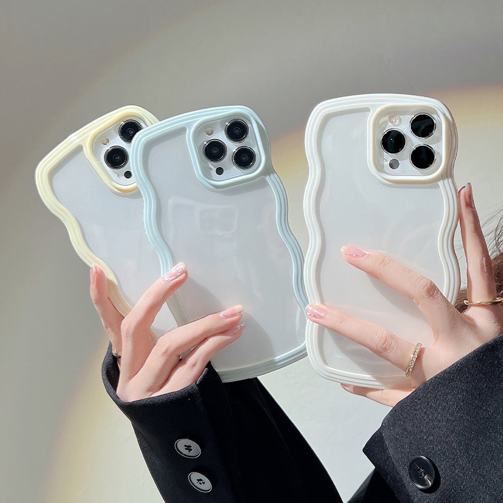 Wave Border Mobile Phone Case Solid Color Simple Candy Color - iztia