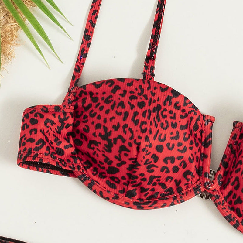 Three-piece Floral Bikini Beach Dress - iztia