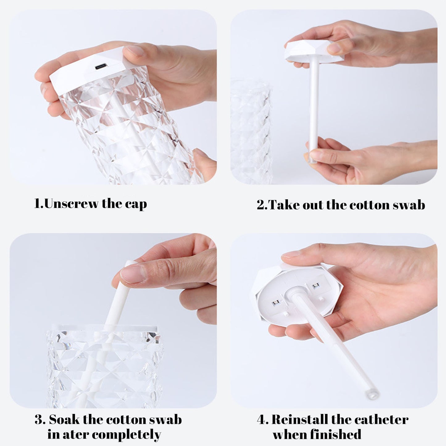 Crystal Lamp Air Humidifier Color Night Light Touch Lamp With Cool Mist Maker Fogger LED Atmosphere Room Decoration Home Decor Lights - iztia