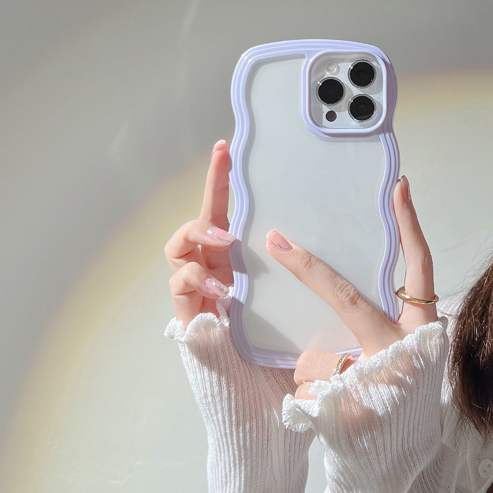 Wave Border Mobile Phone Case Solid Color Simple Candy Color - iztia