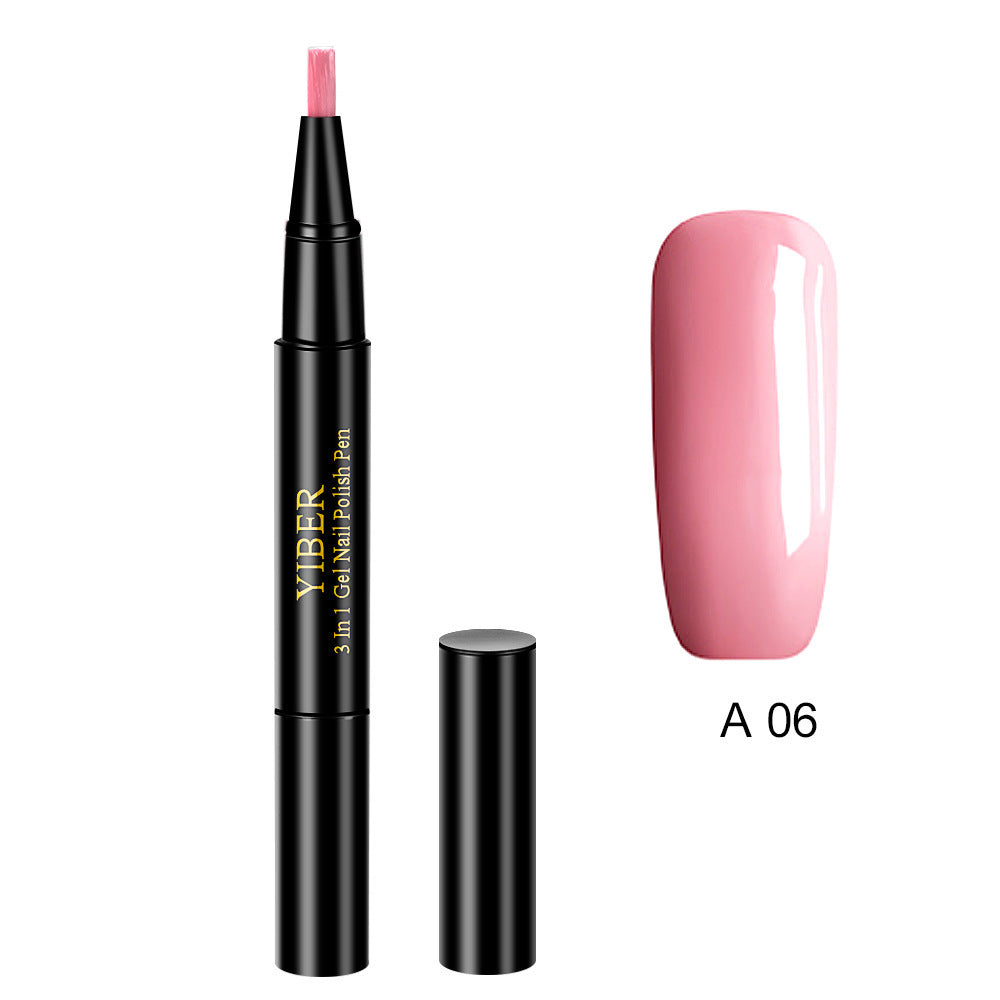 3 In 1 Gel Nail Varnish Pen Glitter One Step Nail Art Gel Polish Hybrid - iztia