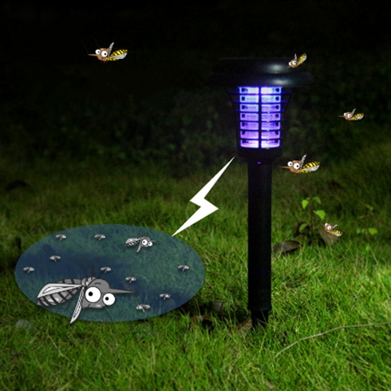 Solar Led Rechargeable Anti-Mosquito Lamp Electronic Fly Bug Zapper Insect Pest Uv Trap Outdoor Garden Lawn Lamp - iztia