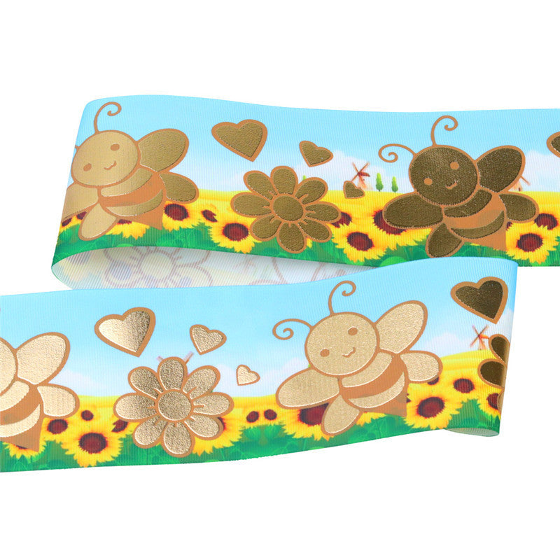 Bronzing Printed Rib Ribbon Clothing Accessories - iztia