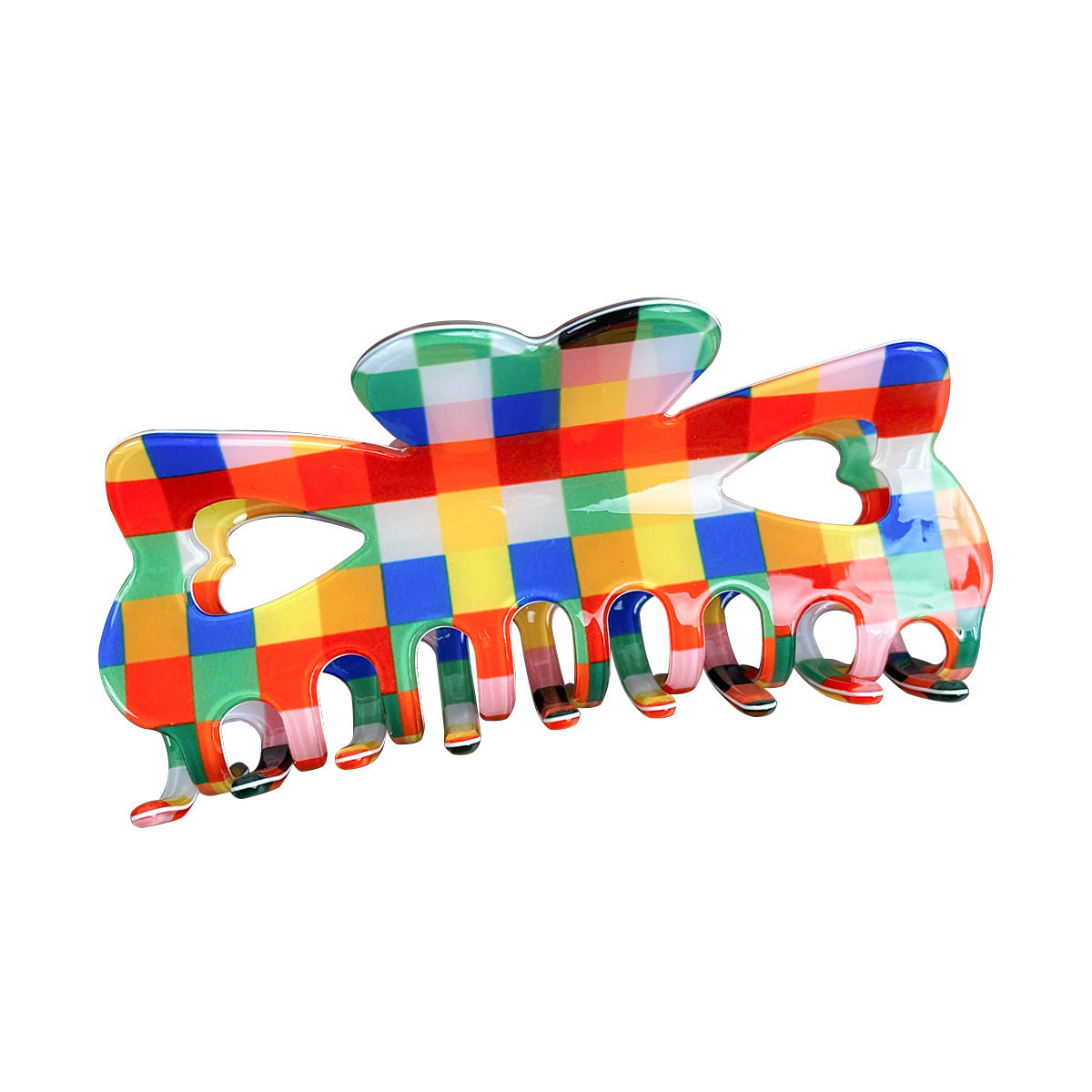 Color Chessboard Lattice Acetic Acid Elegant Hair Clip - iztia