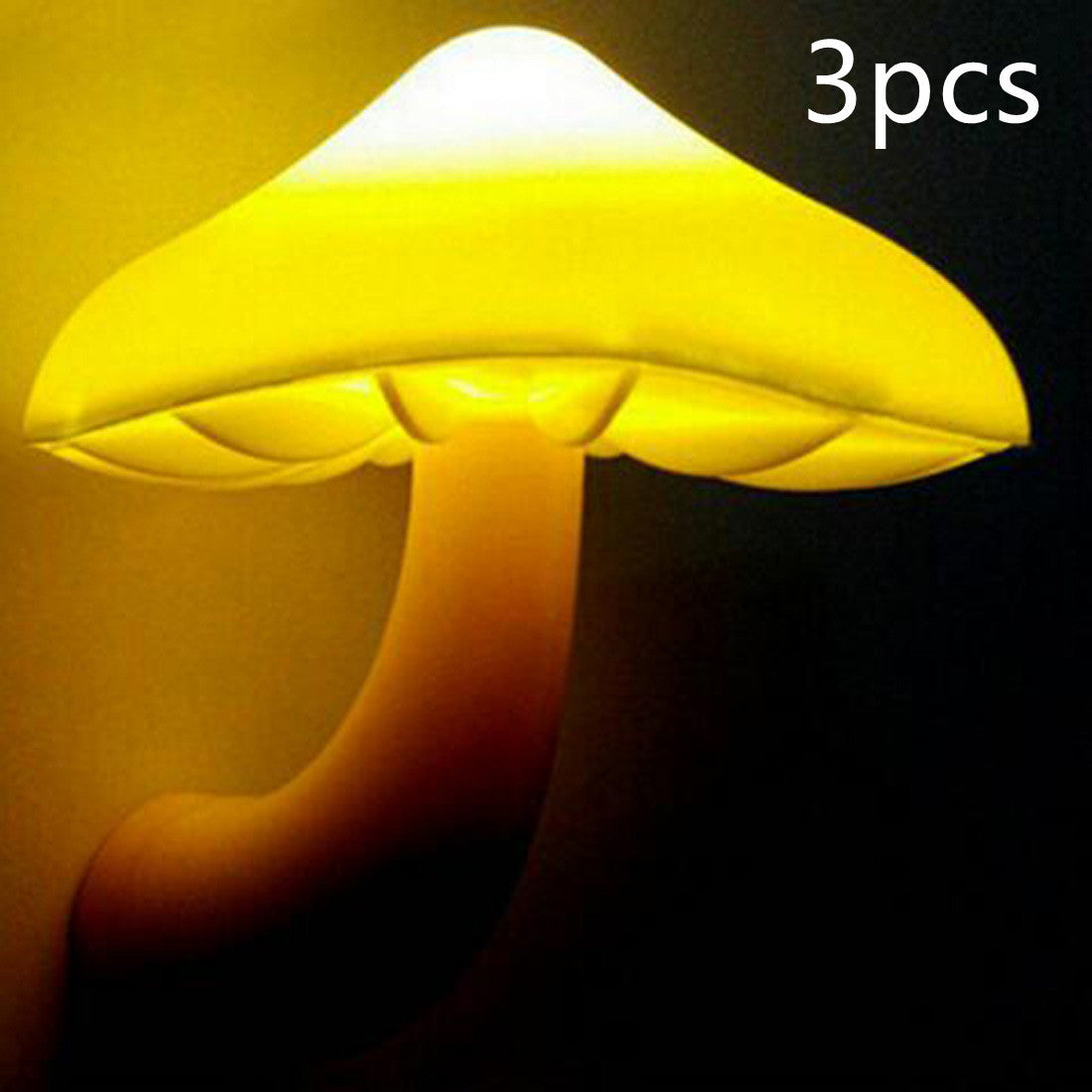 LED Night Light Mushroom Wall Socket Lamp EU US Plug Warm White Light-control Sensor Bedroom Light Home Decoration - iztia